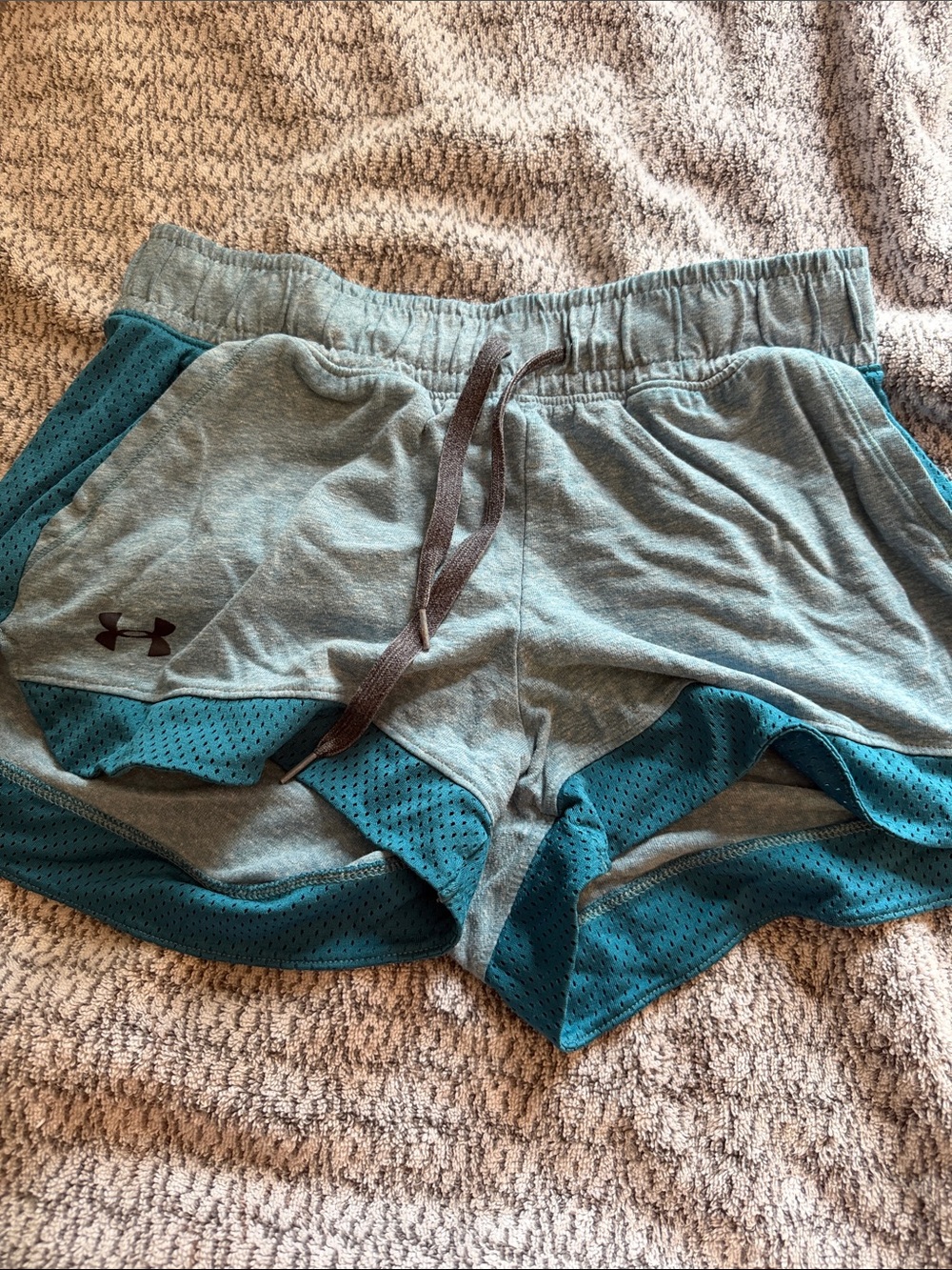 Under Armour Women's Grey with Teal Trim Athletic Shorts